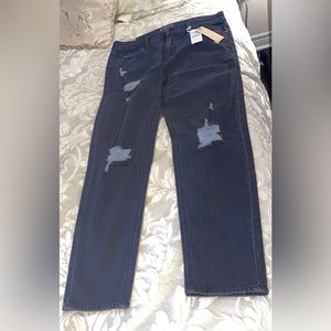 BRAND NEW WITH TAGS EMPYRE EASTON BLACK RIPPED BOYFRIEND COTTON JEANS SZ 11 lady